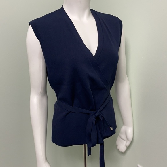 Ted Baker Linor Sleeveless Wrap Knit Navy Blue size 2 - Picture 6 of 10
